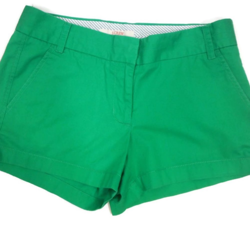 J Crew Girls Green Chino Shorts -14 - Picture 2 of 12